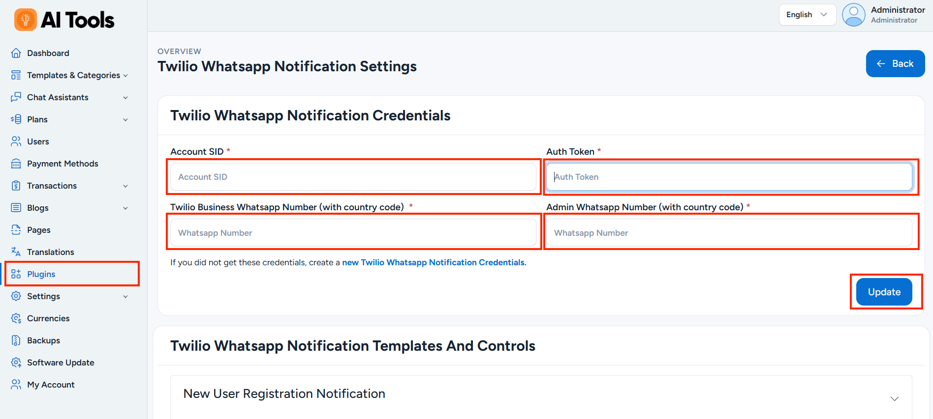 Twilio Dashboard