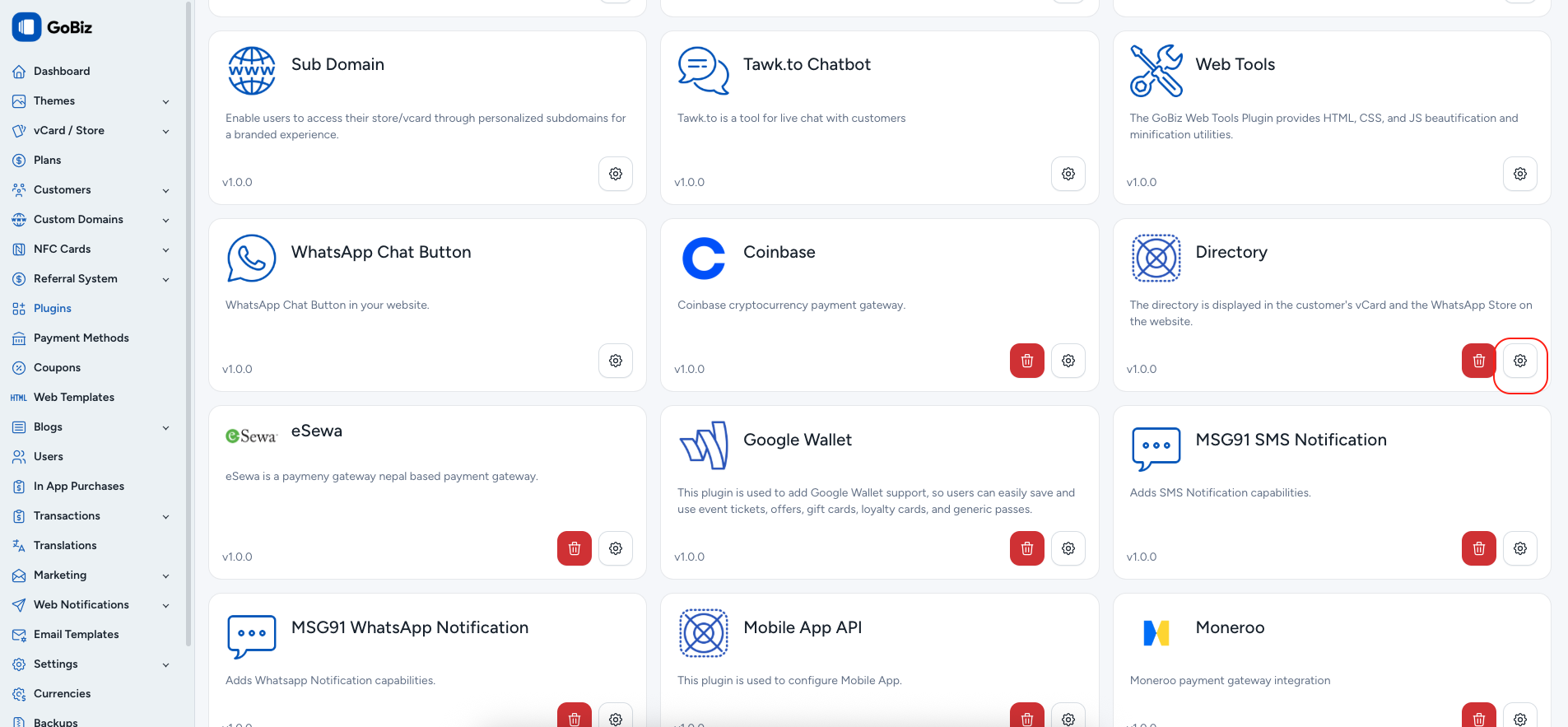 directory plugin settings