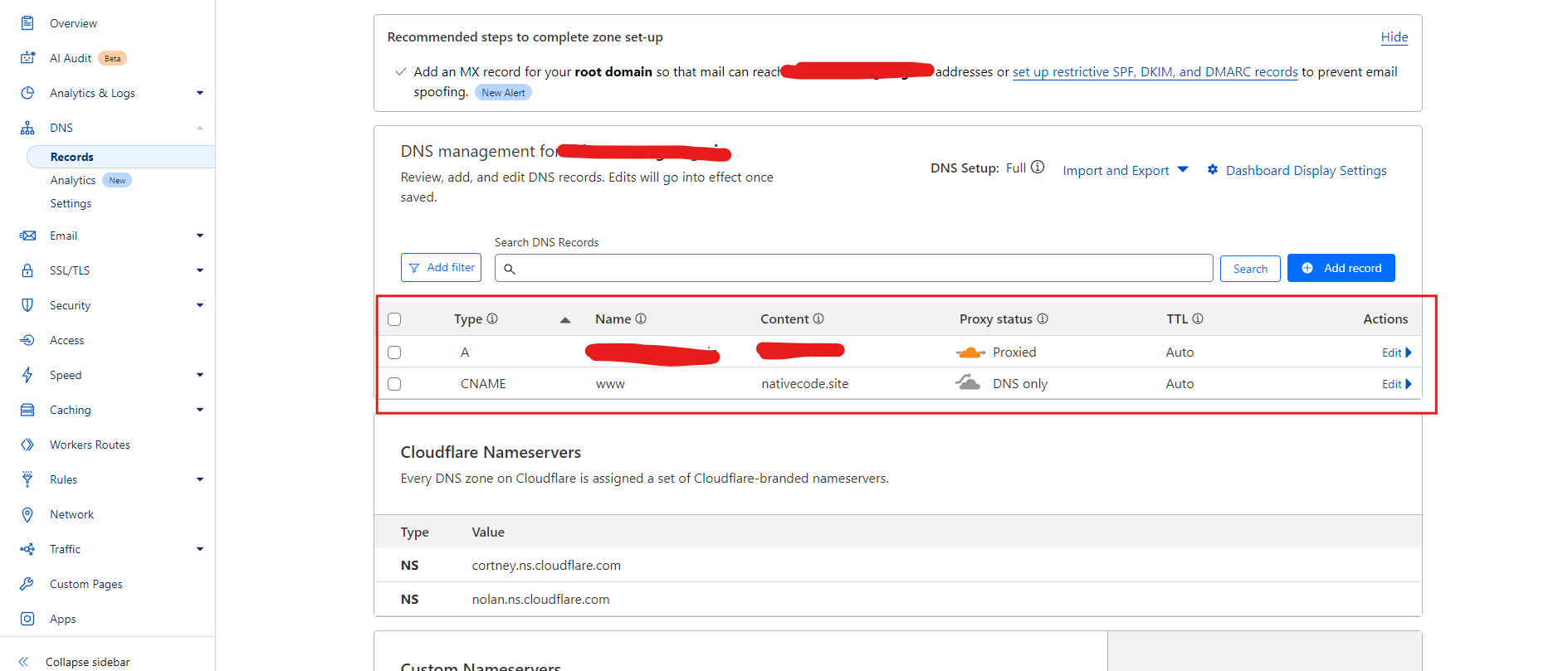 Cloudflare Example DNS Records
