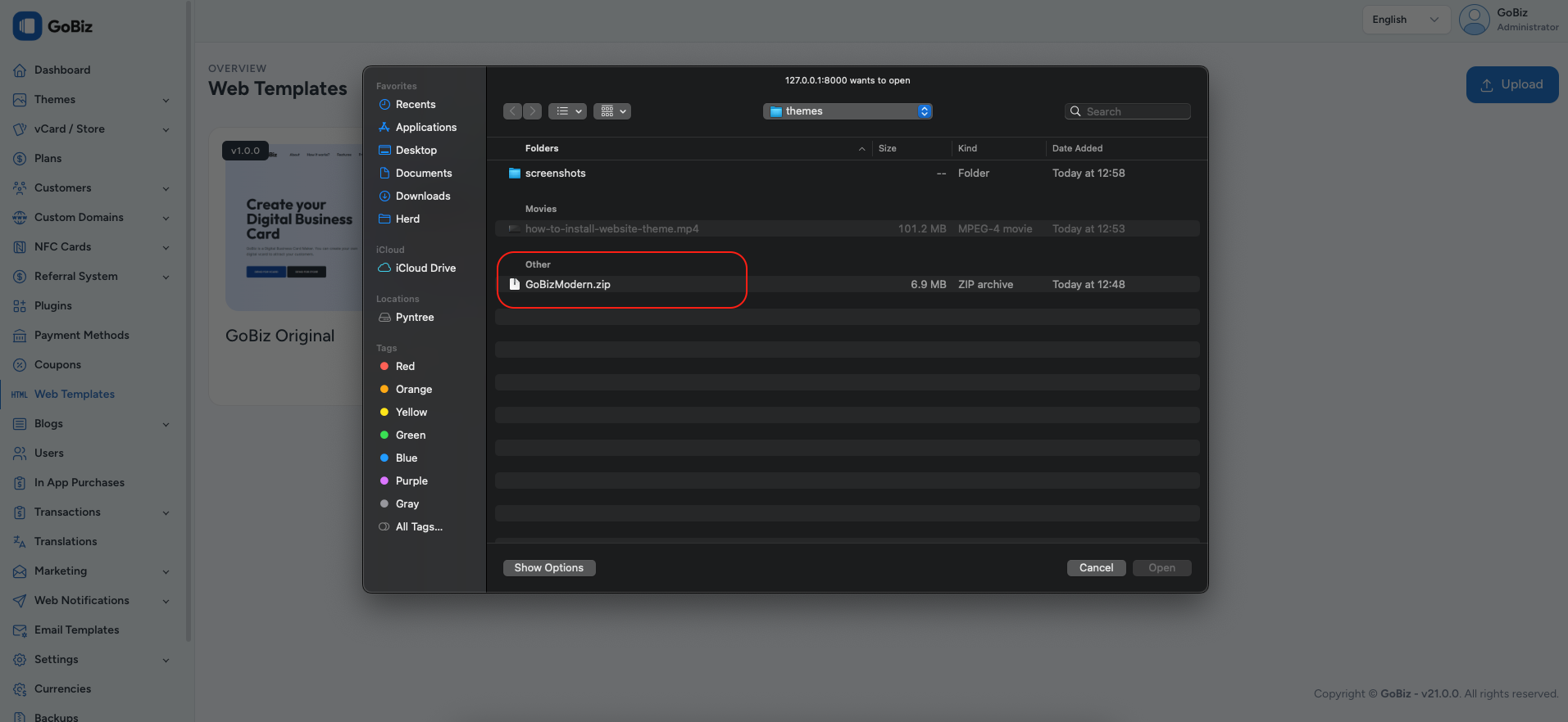 gobiz_modern_web_tempalate_installation_2