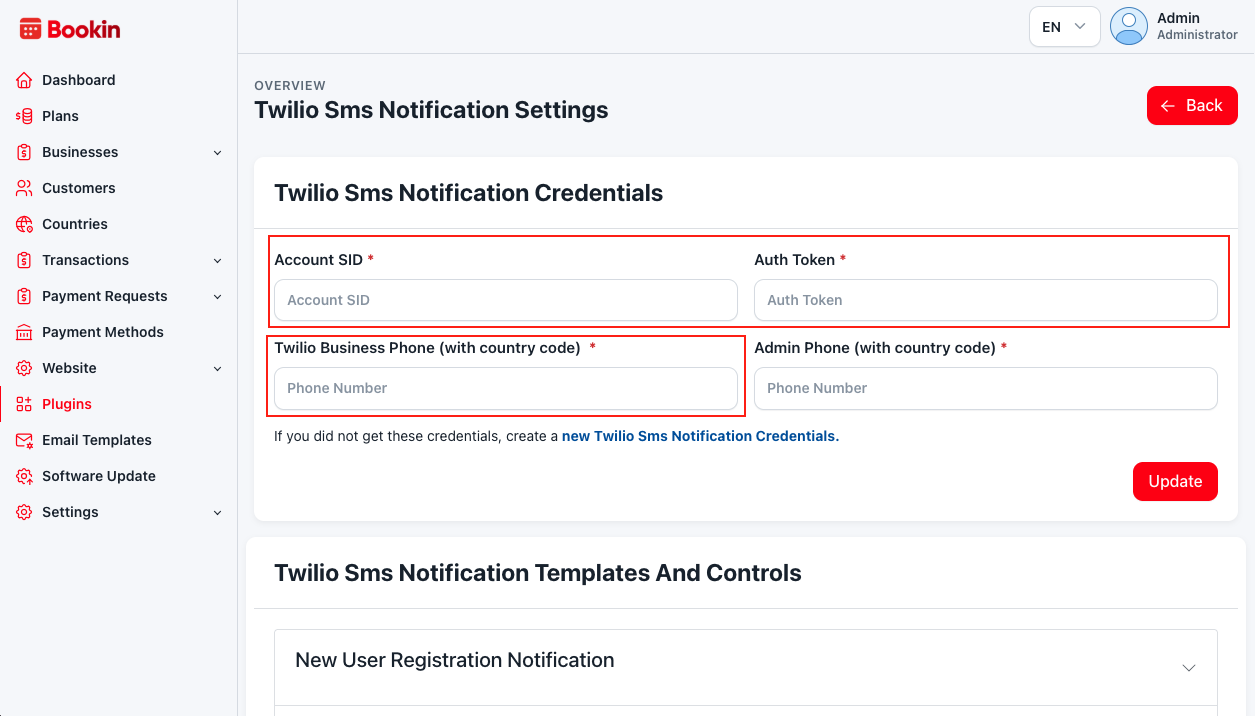 Twilio Dashboard
