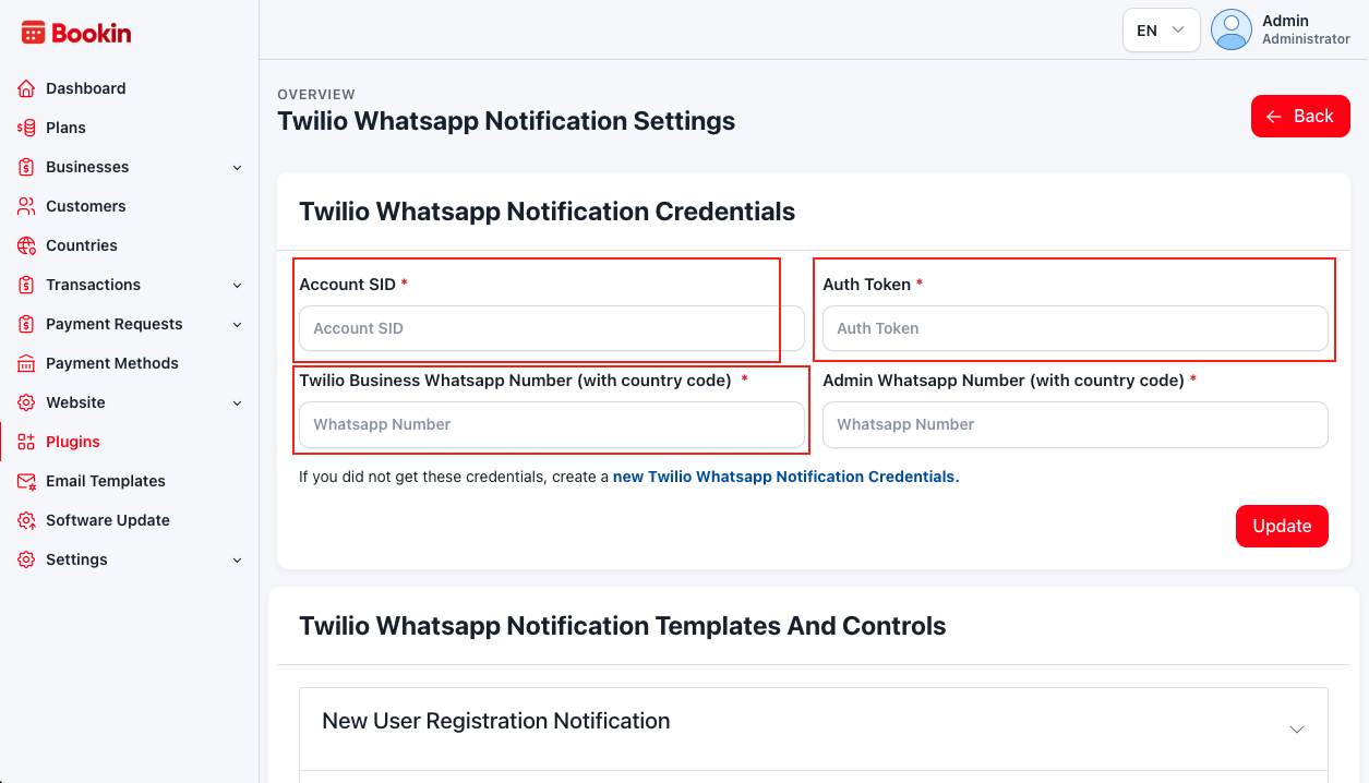 Twilio Dashboard
