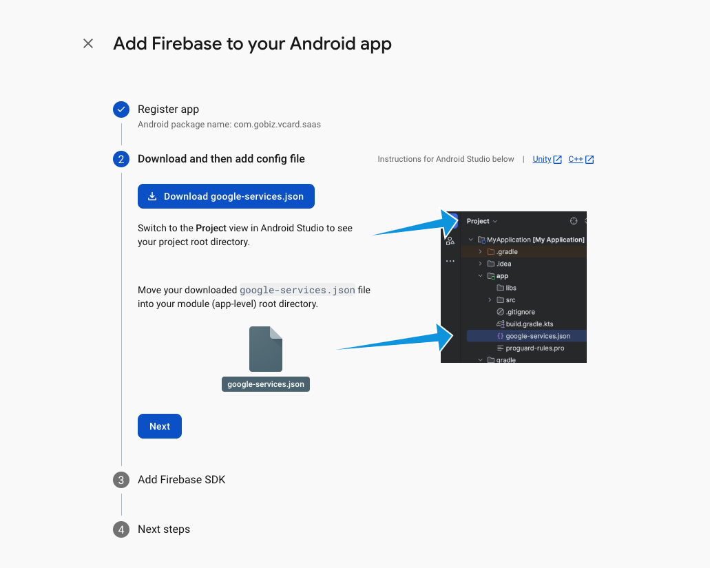 Download google-services.json
