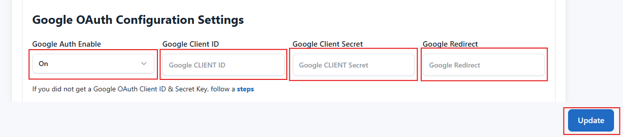 GoBiz Admin Panel Google Sign-in