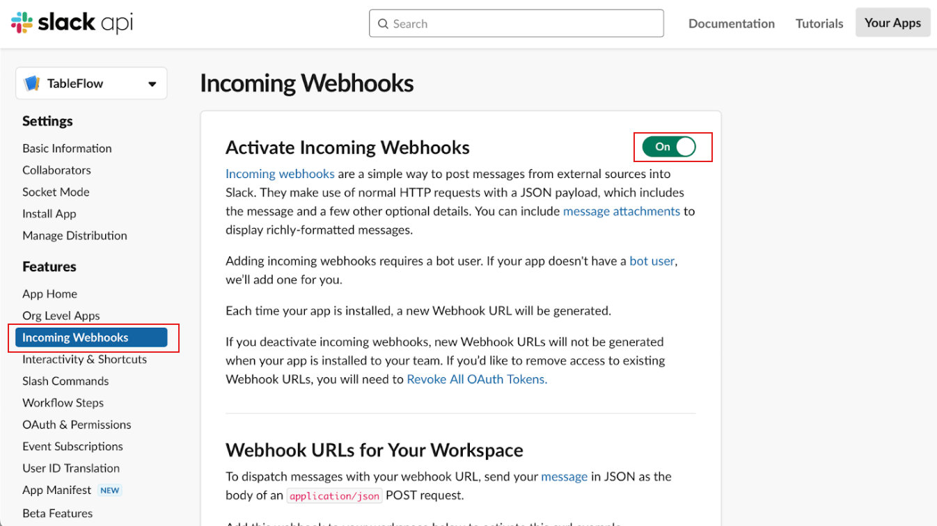 Enable Incoming Webhooks