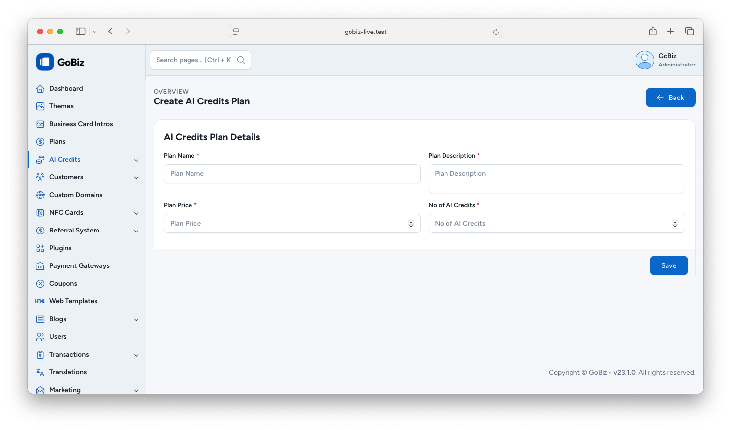 Create AI Credit Plan