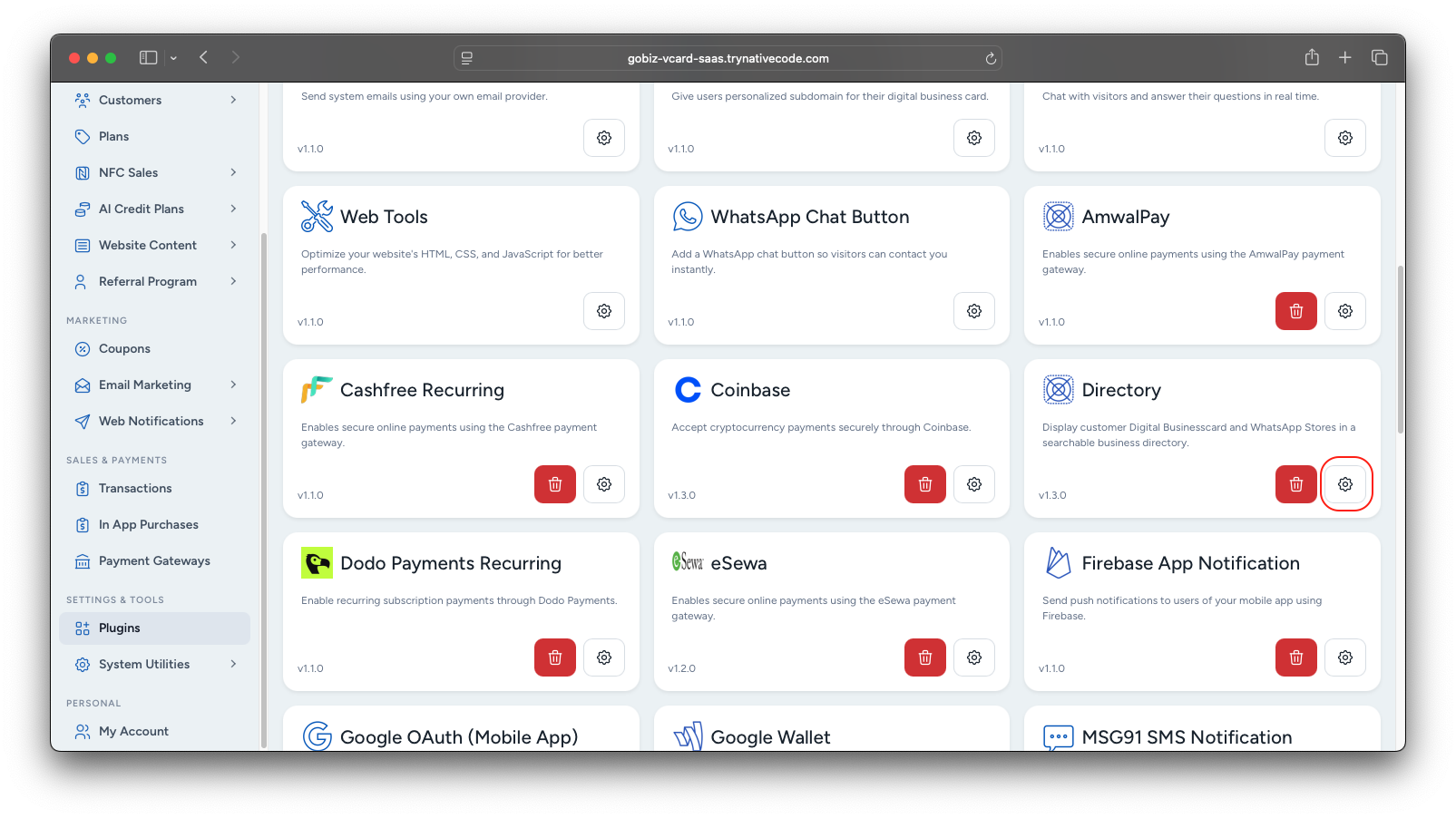 directory plugin settings