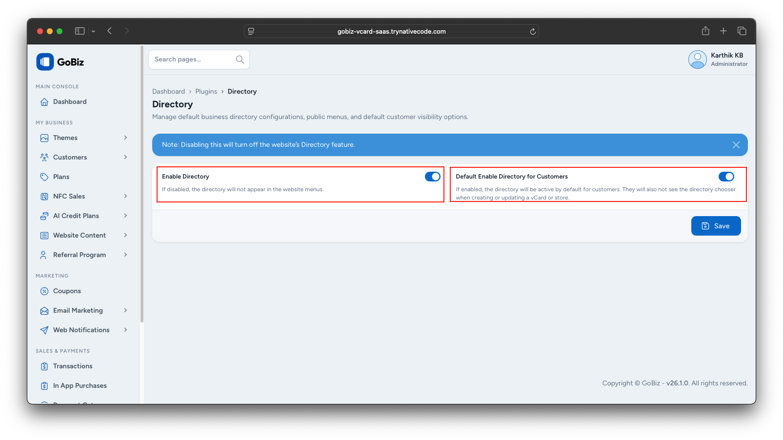 directory plugin settings