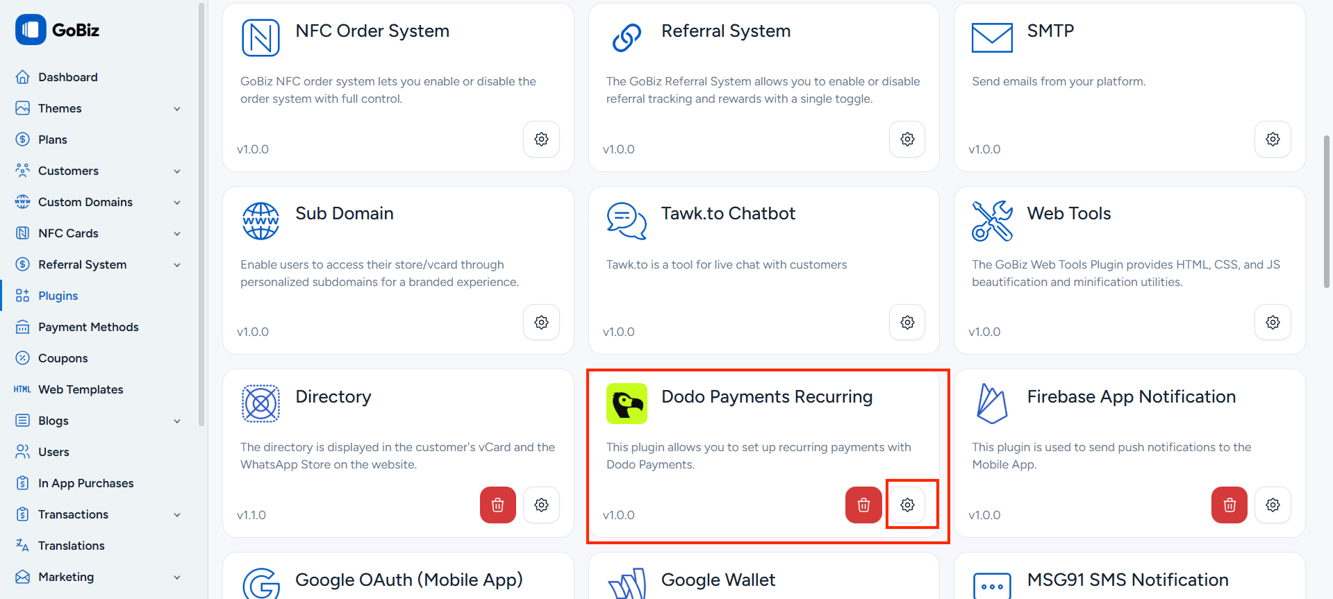 dodo plugin settings