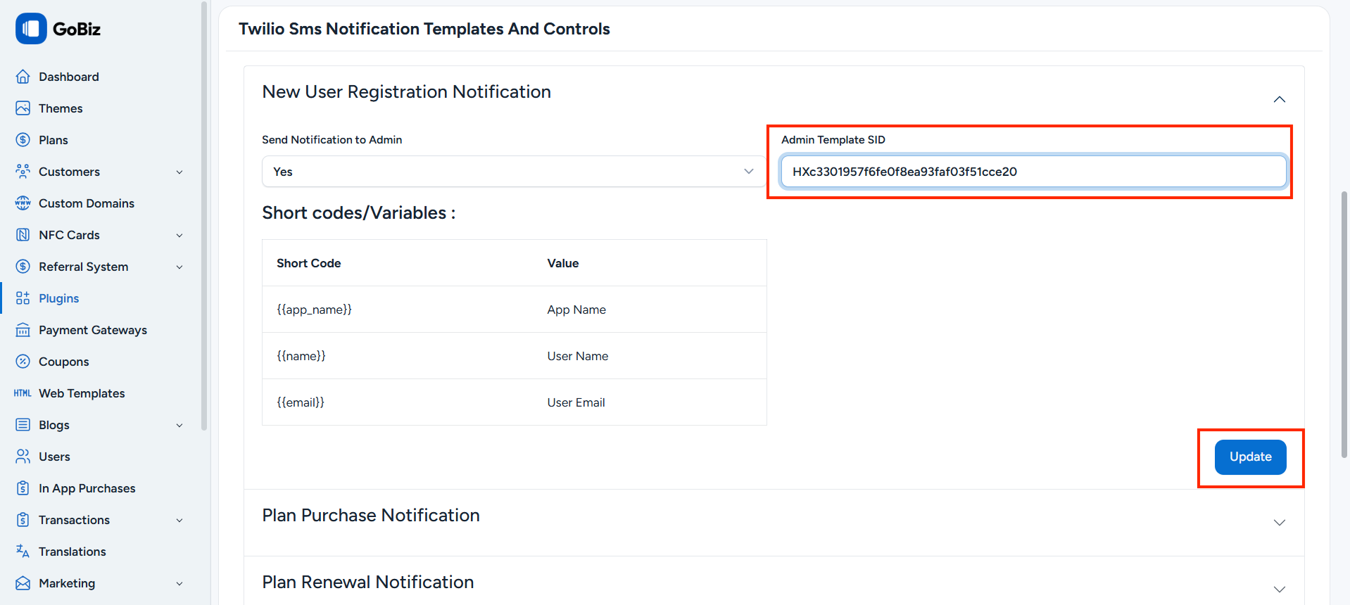 Twilio Notification Template