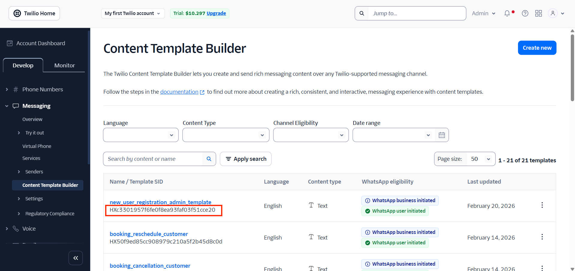 Twilio Notification Template