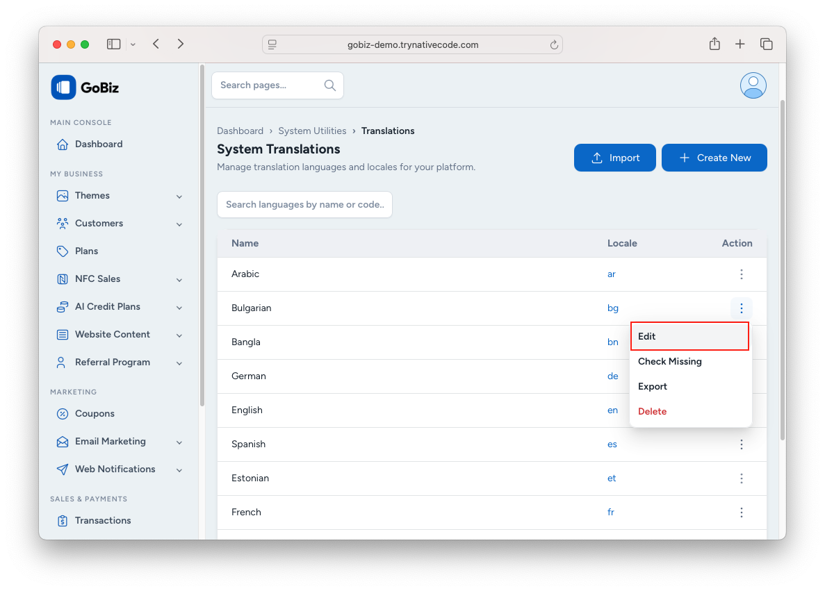 How to edit custom words - GoBiz