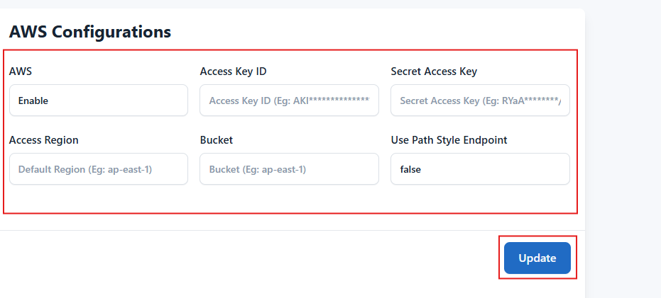 AWS Admin Panel Config