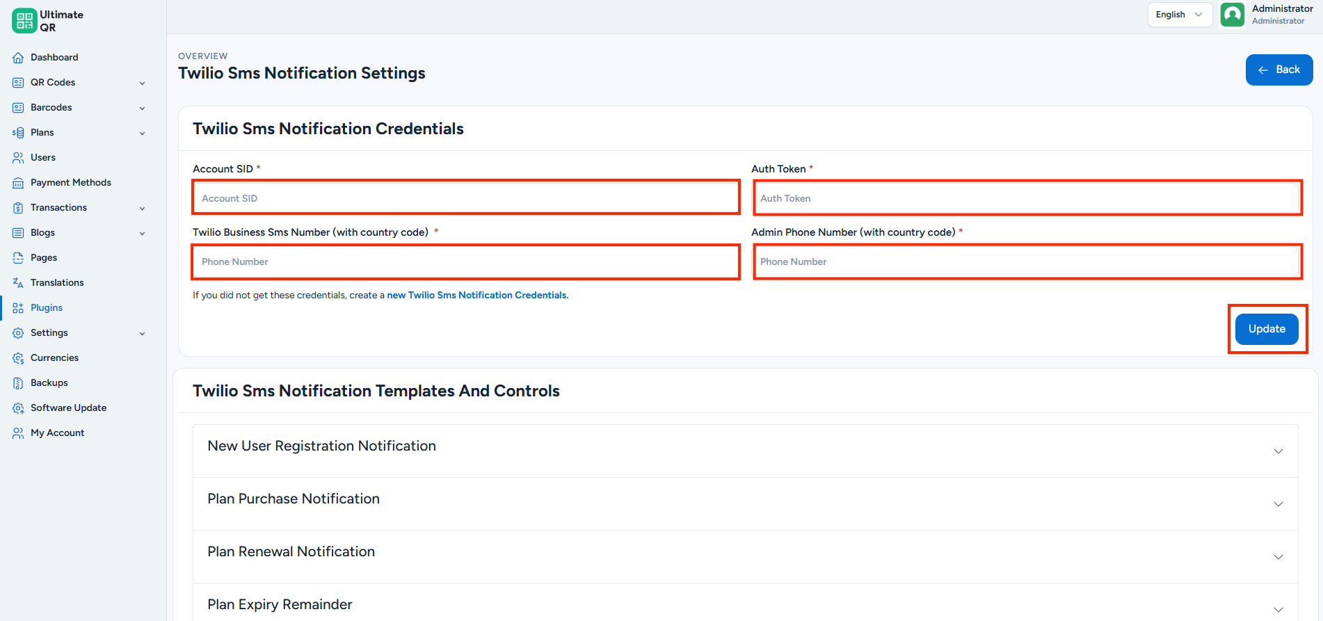 Twilio Dashboard