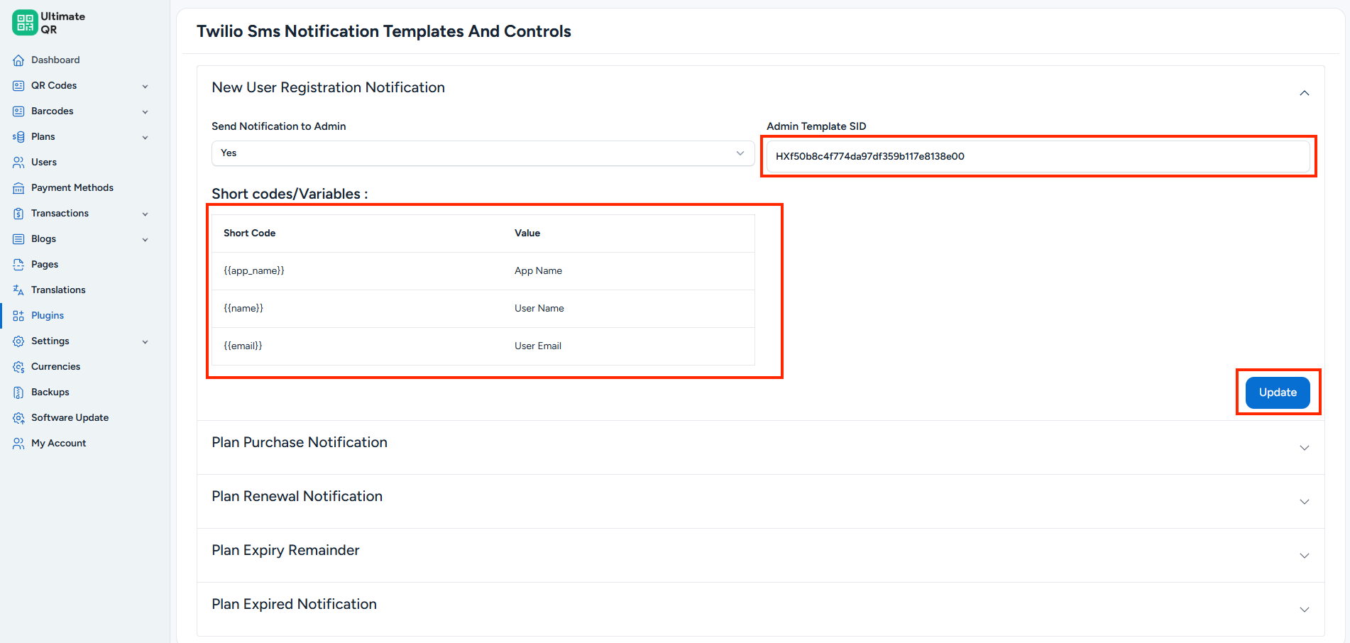 Twilio SMS Configuration